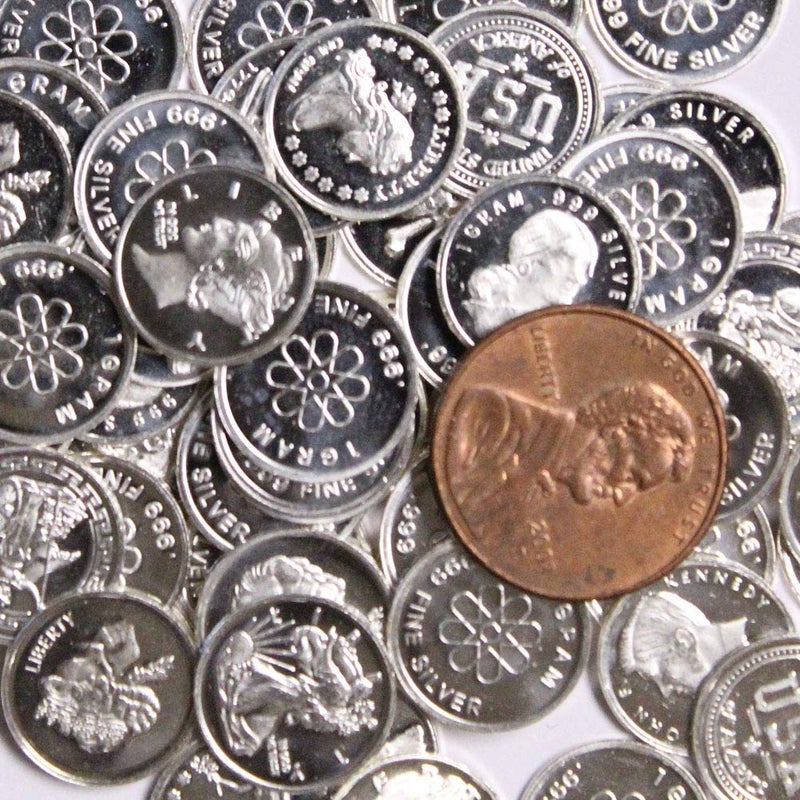 MINT STATE GOLD Ten (10) One Gram .999 Fine Silver Rounds with Random Design in Jewelry Bag by Mint State Gold - Image 2